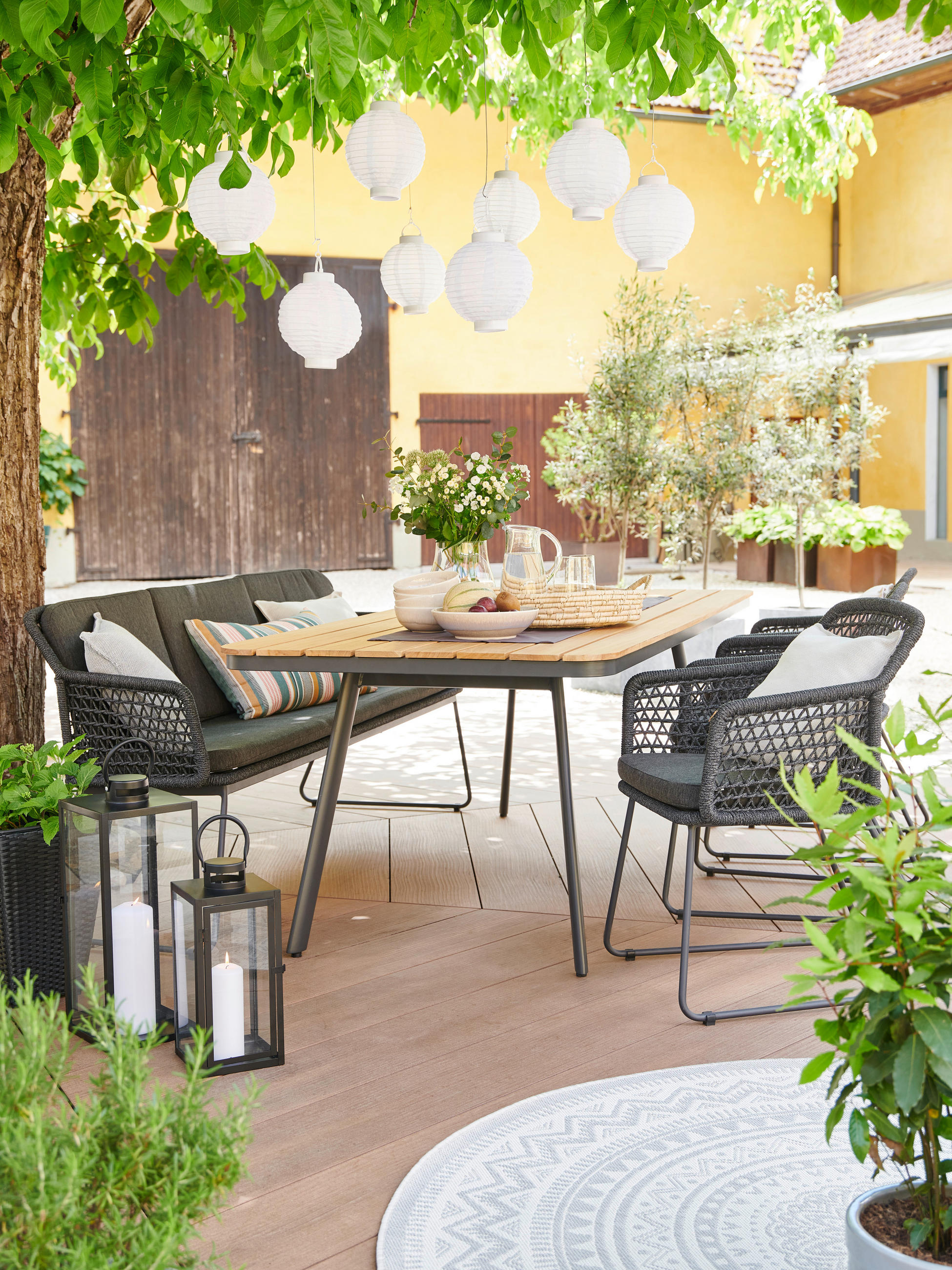GARTENTISCH 220/95/76 cm Holz rechteckig  - Anthrazit/Teakfarben, Design, Holz/Metall (220/95/76cm)