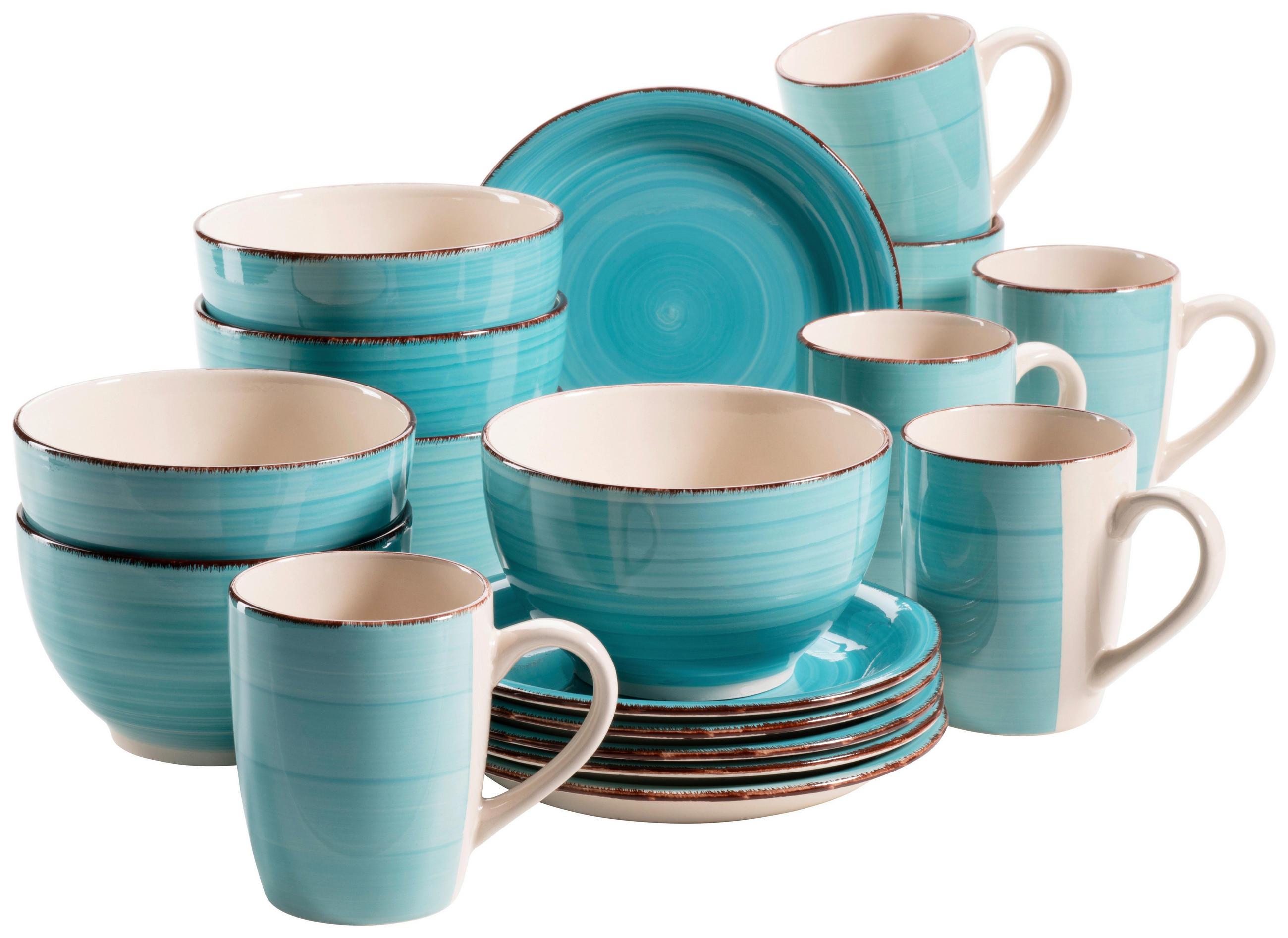 Frühstücksset Türkis Lumaca Für 6 Personen, 18tlg.