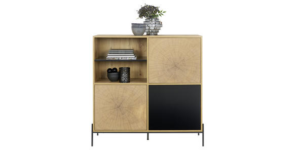 KOMMODE in 110/114/40 cm - Eichefarben/Schwarz, Design, Holzwerkstoff/Metall (110/114/40cm) - Carryhome