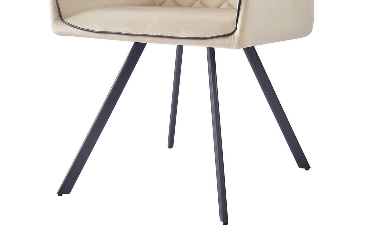 ARMLEHNSTUHL  in Samt  - Beige/Grau, MODERN, Textil/Metall (58/85/64,5cm) - Kayoom