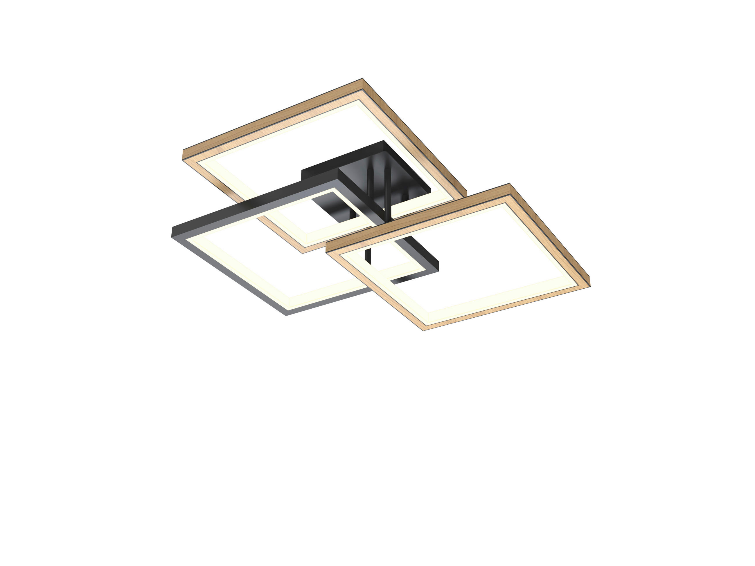Plafonieră Cu Led    57/57/16 cm  - culoare lemn fag/negru, Natur, lemn/metal (57/57/16cm)