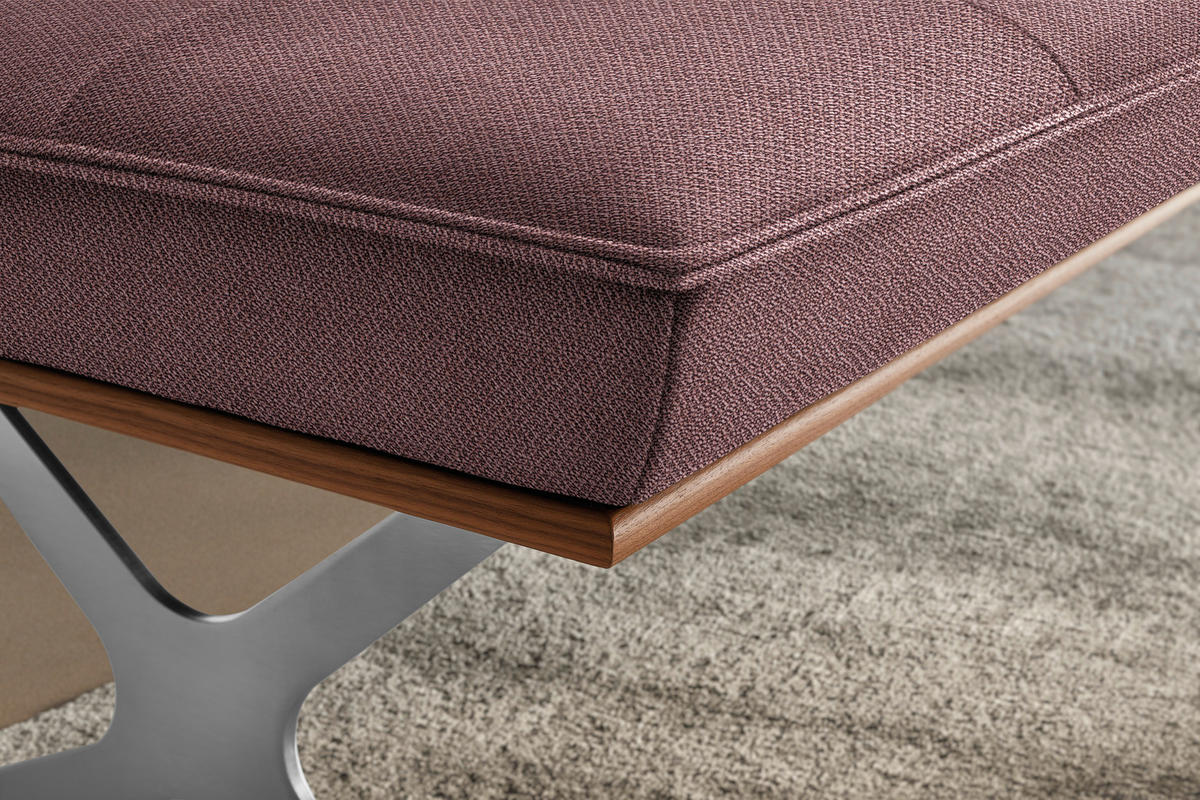 SITZBANK in Holz, Textil Nussbaumfarben, Nickelfarben, Altrosa  - Edelstahlfarben/Nussbaumfarben, Design, Holz/Textil (214/88/66cm) - Koinor