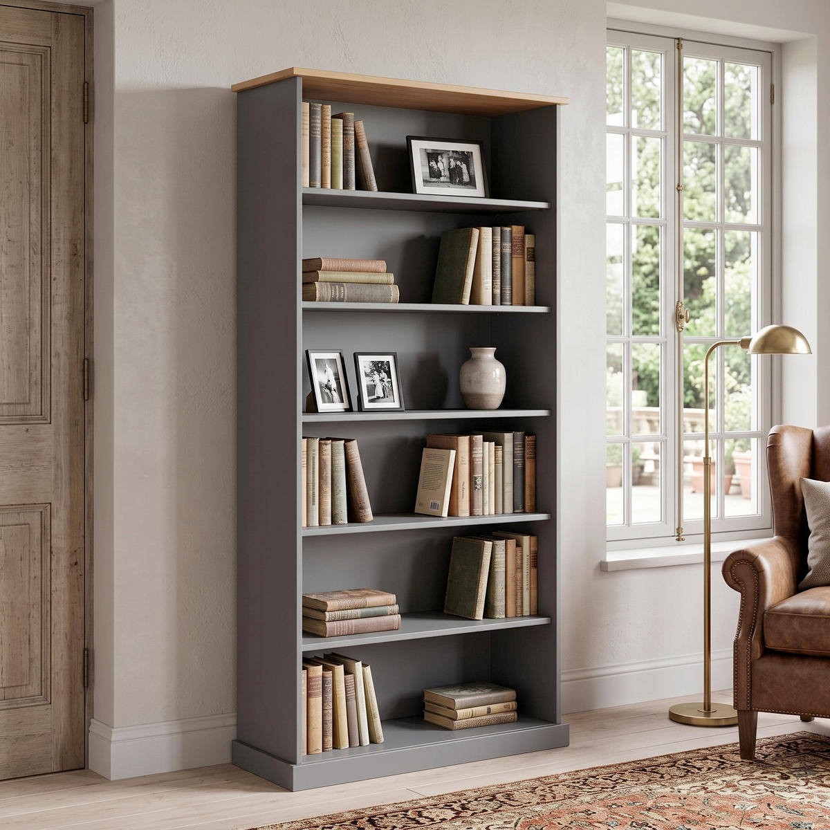 REGAL 90/190/38 cm rjava, siva  - siva/rjava, Moderno, les (90/190/38cm) - Livetastic