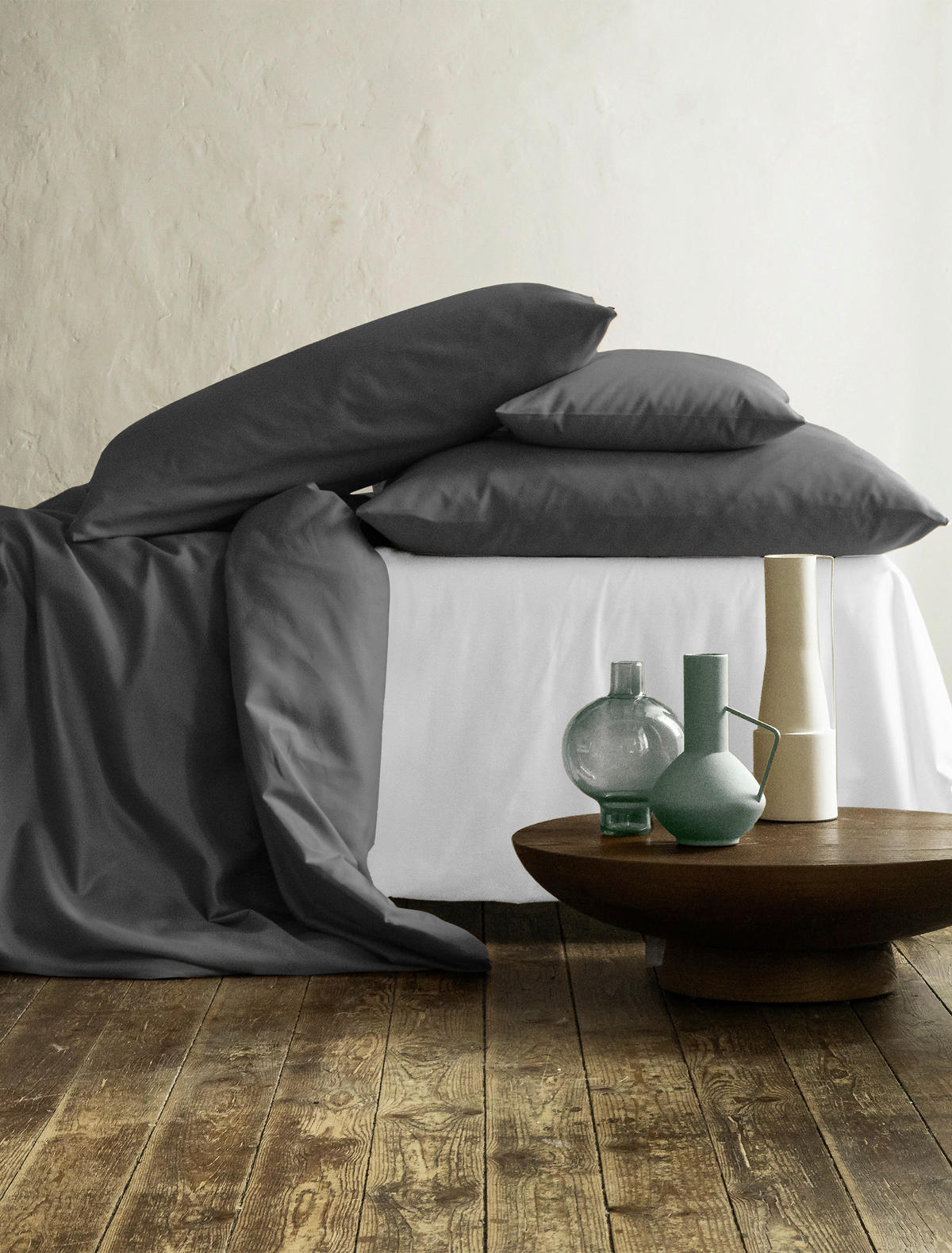 BETTWÄSCHE 2-teilig Makosatin 155/200 cm  - Anthrazit, KONVENTIONELL, Textil (155/200cm) - Irisette