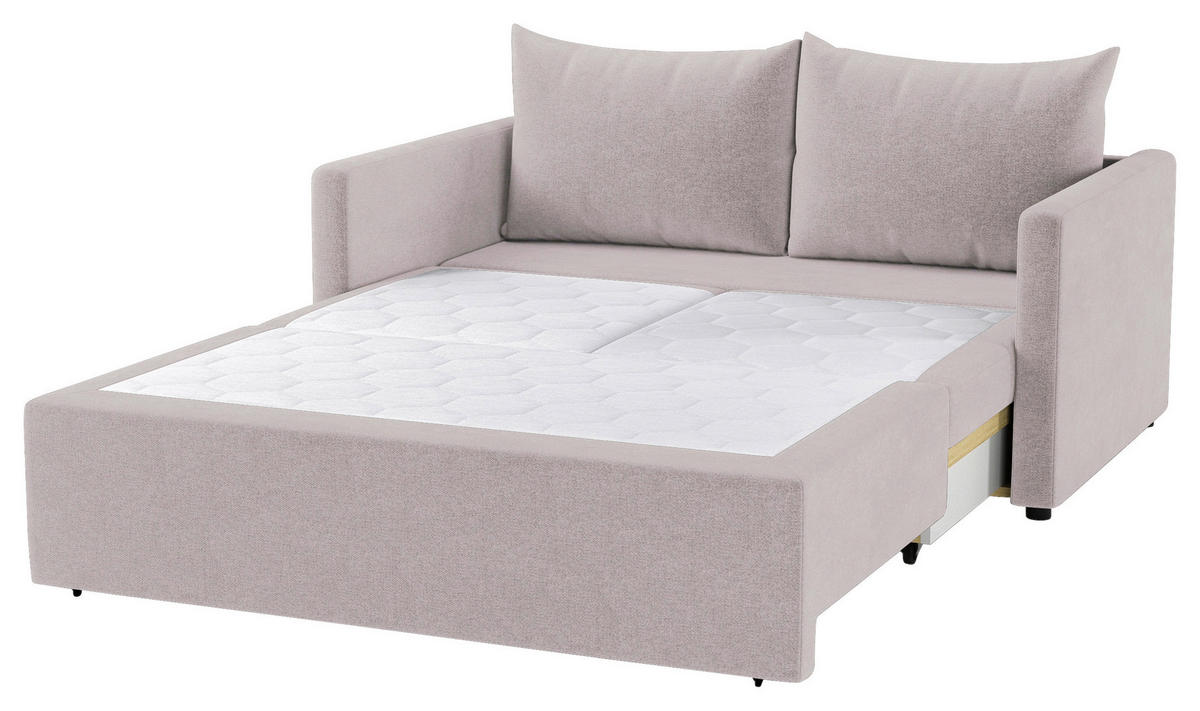 SCHLAFSOFA COLOGNE in Flachgewebe Altrosa  - Schwarz/Altrosa, Design, Kunststoff/Textil (152/89/92cm) - MID.YOU