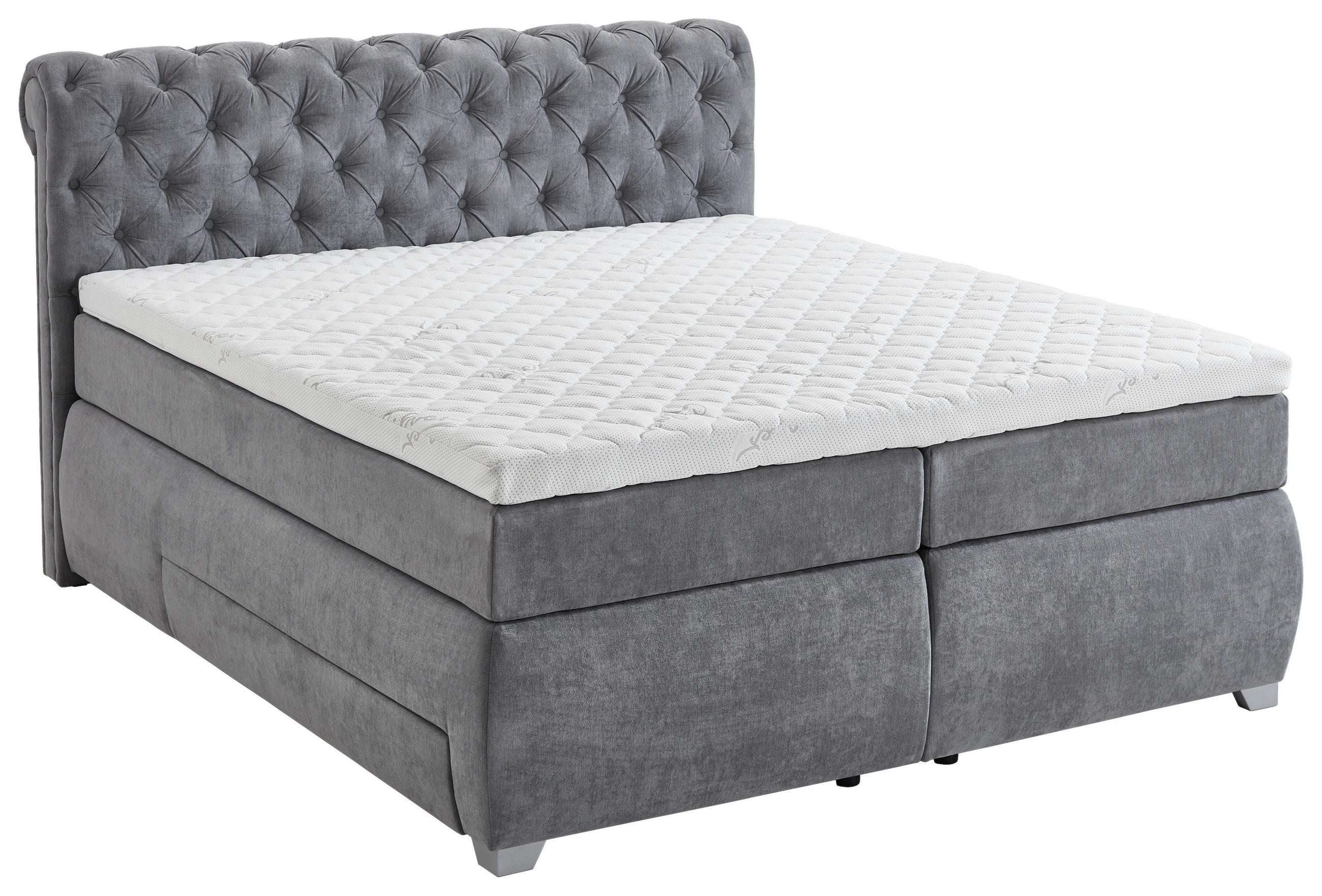 BOXSPRINGBETT 160/200 cm  in Grau  - Silberfarben/Grau, MODERN, Textil (160/200cm) - MID.YOU