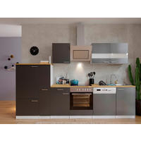 KÜCHENBLOCK 310 cm   in Grau  - Edelstahlfarben/Nussbaumfarben, Basics, Holzwerkstoff/Metall (310cm) - Respekta