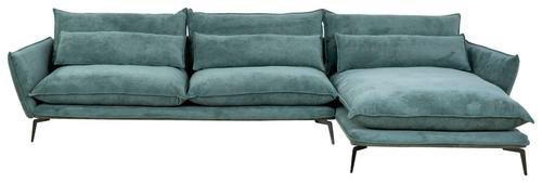 ECKSOFA in Webstoff Grün  - Schwarz/Grün, Design, Textil/Metall (338/165cm) - Hom`in