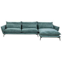 ECKSOFA in Webstoff Grün  - Schwarz/Grün, Design, Textil/Metall (338/165cm) - Hom`in