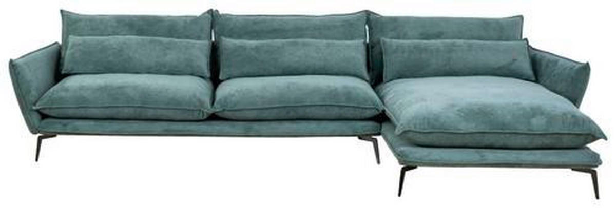 ECKSOFA in Webstoff Grün  - Schwarz/Grün, Design, Textil/Metall (338/165cm) - Hom`in