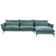 ECKSOFA in Webstoff Grün  - Schwarz/Grün, Design, Textil/Metall (338/165cm) - Hom`in