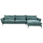 ECKSOFA in Webstoff Grün  - Schwarz/Grün, Design, Textil/Metall (338/165cm) - Hom`in