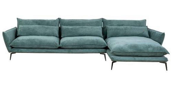 ECKSOFA in Webstoff Grün  - Schwarz/Grün, Design, Textil/Metall (338/165cm) - Hom`in