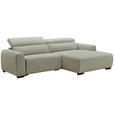 ECKSOFA Beige Mikrofaser Rücken echt, Relaxfunktion, Kopfteilverstellung  - Beige/Schwarz, Design, Holz/Textil (256/172cm) - Carryhome