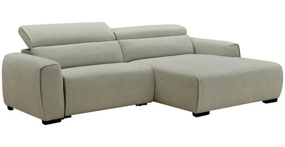ECKSOFA Beige Mikrofaser Rücken echt, Relaxfunktion, Kopfteilverstellung  - Beige/Schwarz, Design, Holz/Textil (256/172cm) - Carryhome