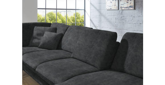 WOHNLANDSCHAFT in Velours Anthrazit - Anthrazit/Schwarz, Design, Textil/Metall (208/344/180cm) - Dieter Knoll