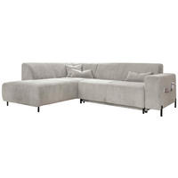 ECKSOFA Cord Beige  - Beige/Schwarz, Textil/Metall (192/250cm) - MID.YOU