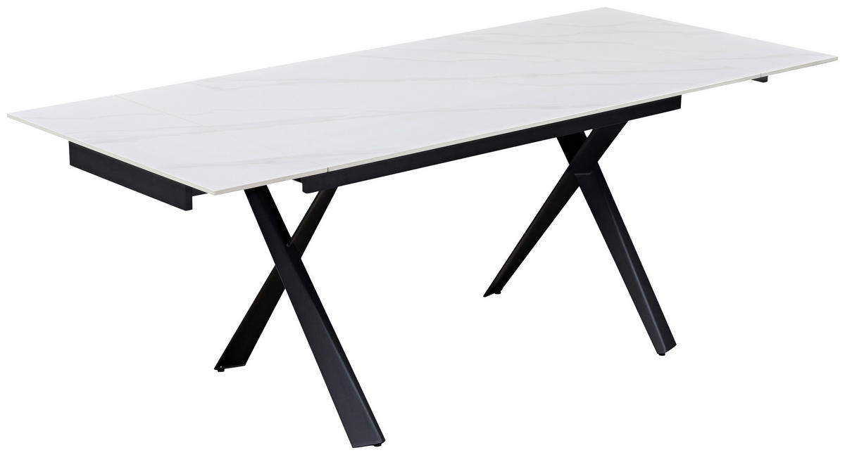 JEDILNA MIZA, črna, bež  - črna/bež, Basics, kovina/keramika (140-200/76/90cm) - Hom`in