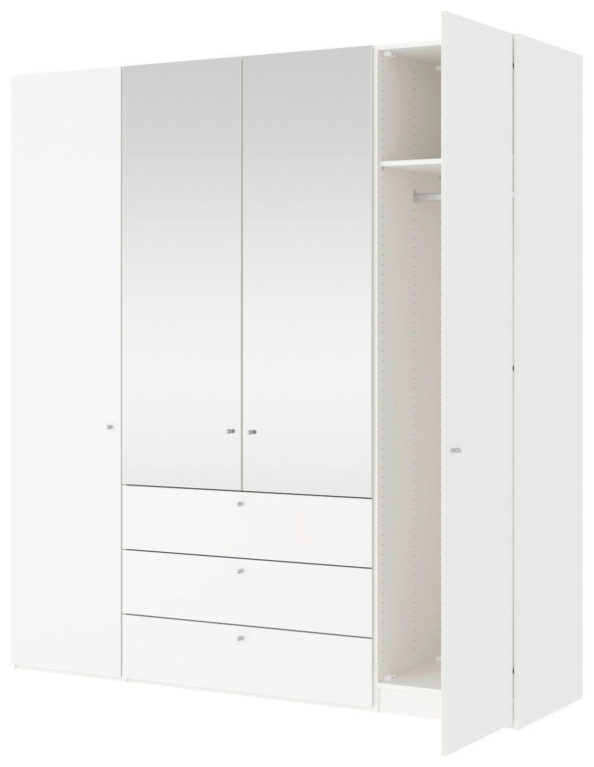 DREHTÜRENSCHRANK  in Weiß  - Silberfarben/Weiß, KONVENTIONELL, Glas/Holzwerkstoff (203/220/59cm) - Jutzler
