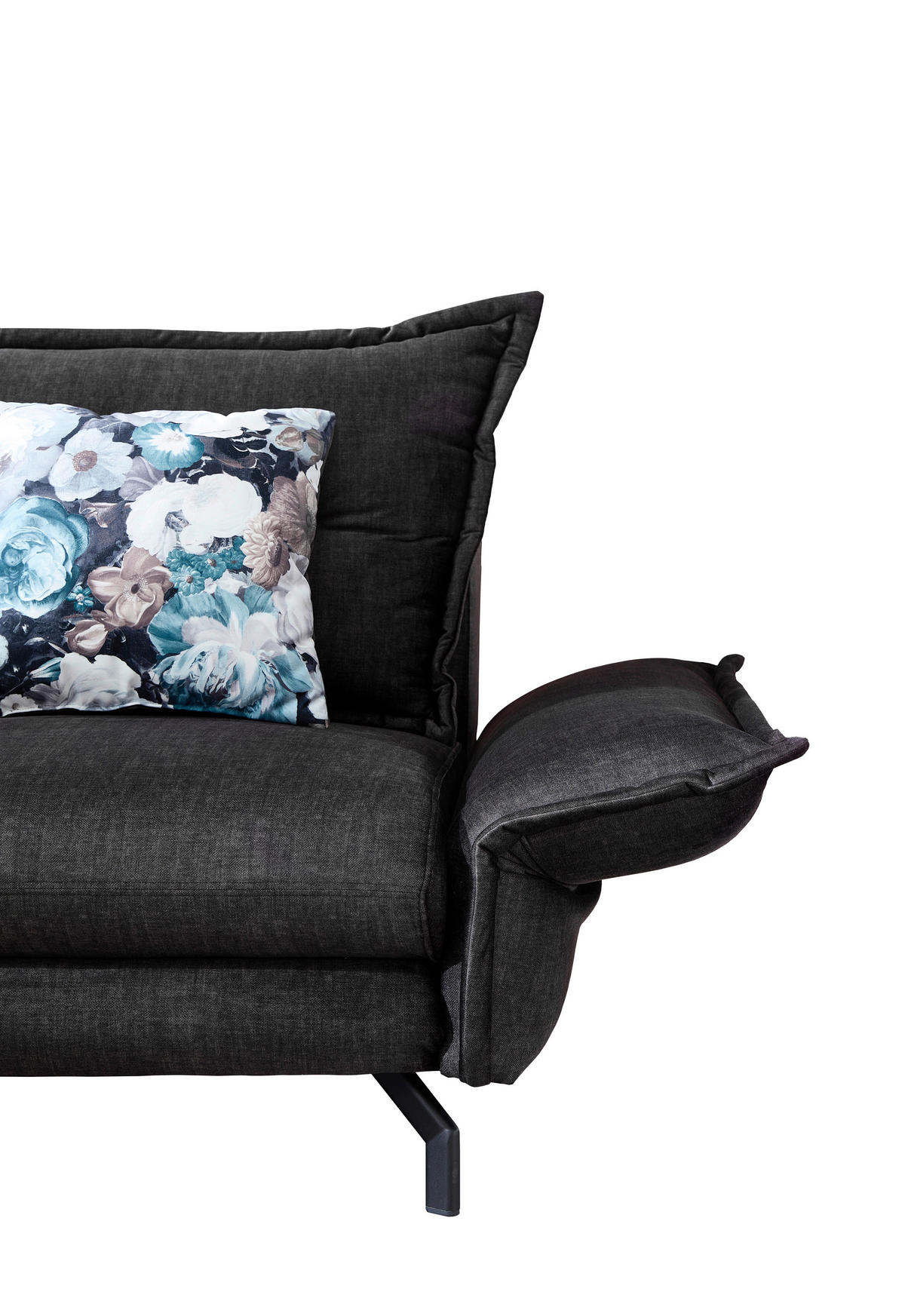 ECKSOFA Anthrazit Velours  - Türkis/Anthrazit, MODERN, Textil/Metall (180/255cm) - Livetastic