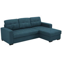 ECKSCHLAFSOFA  mit Mikrofaser Petrol  - Petrol/Schwarz, Design, Kunststoff/Textil (240/160cm) - Livetastic