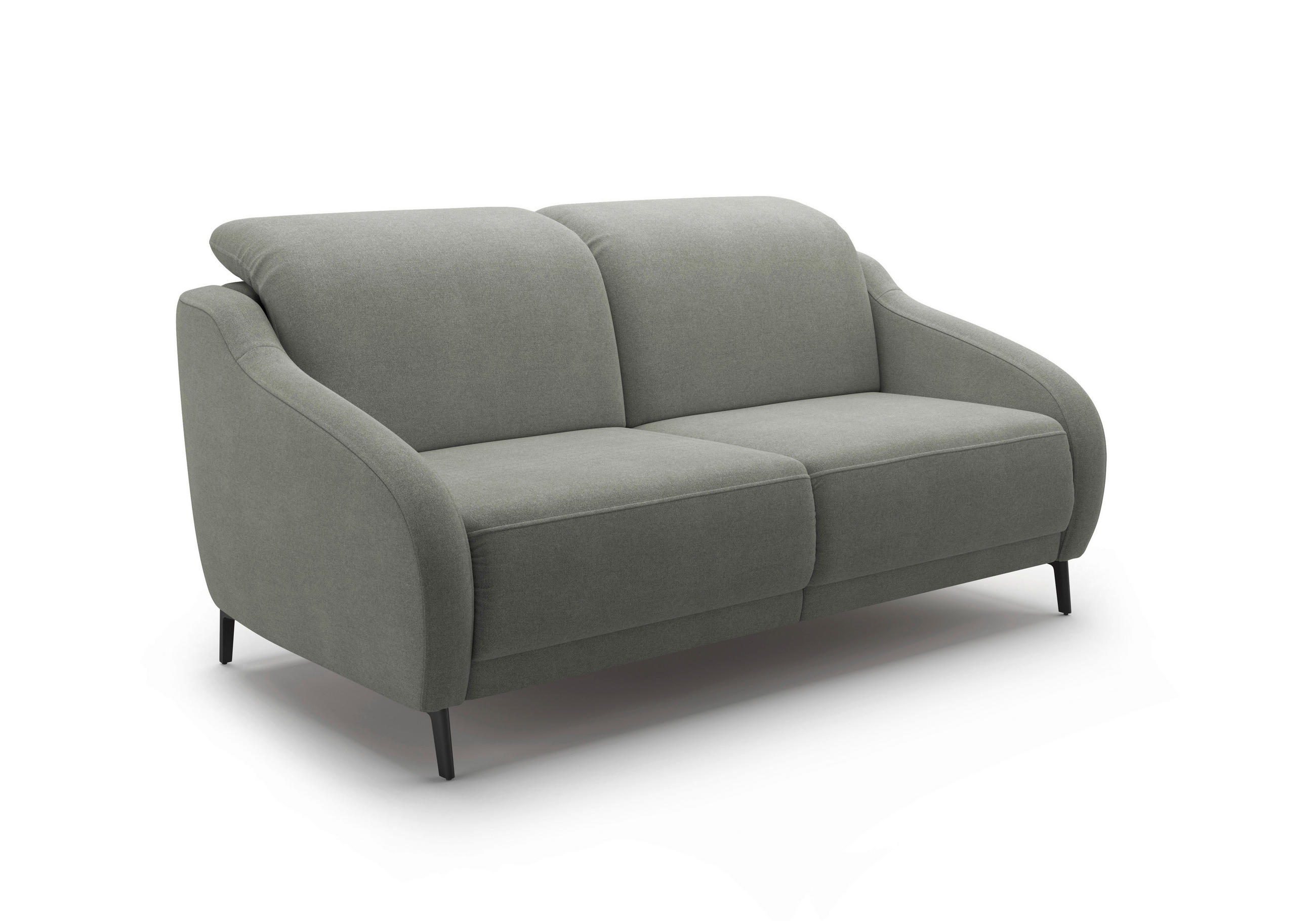 2,5-SITZER Mikrofaser Schlammfarben  - Schlammfarben/Schwarz, MODERN, Textil/Metall (172/93/104cm) - Sit & More