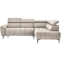 ECKSOFA in Velours Beige  - Beige/Schwarz, Design, Textil/Metall (261/191cm) - Stylife