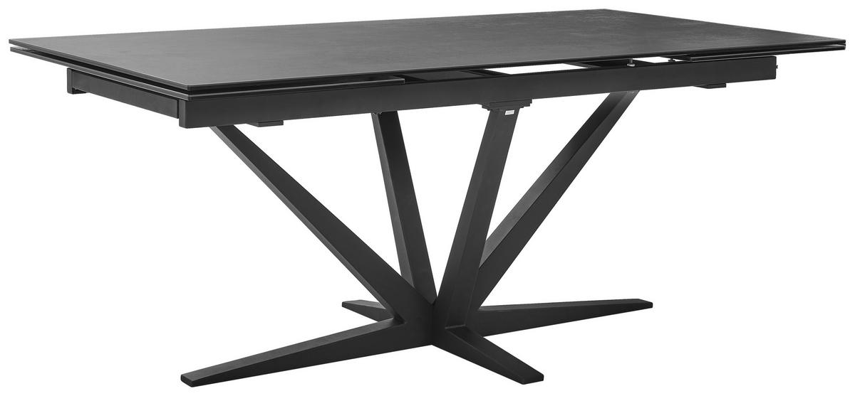 ESSTISCH in Metall, Glas, Keramik 180-280/95/76 cm  - Schwarz/Bronzefarben, Design, Glas/Keramik (180-280/95/76cm) - Novel