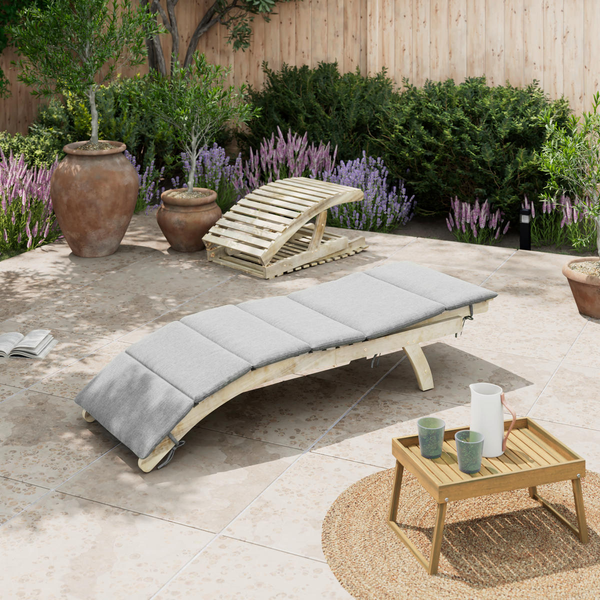 GARTENLIEGE 170/55/54 cm  - Akaziefarben, Natur, Holz/Kunststoff (170/55/54cm) - Ambia Garden