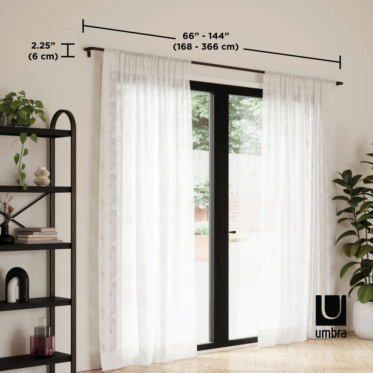 VORHANGSTANGENSET  168-365 cm  - Schwarz, KONVENTIONELL, Kunststoff/Metall (168-365cm) - Umbra