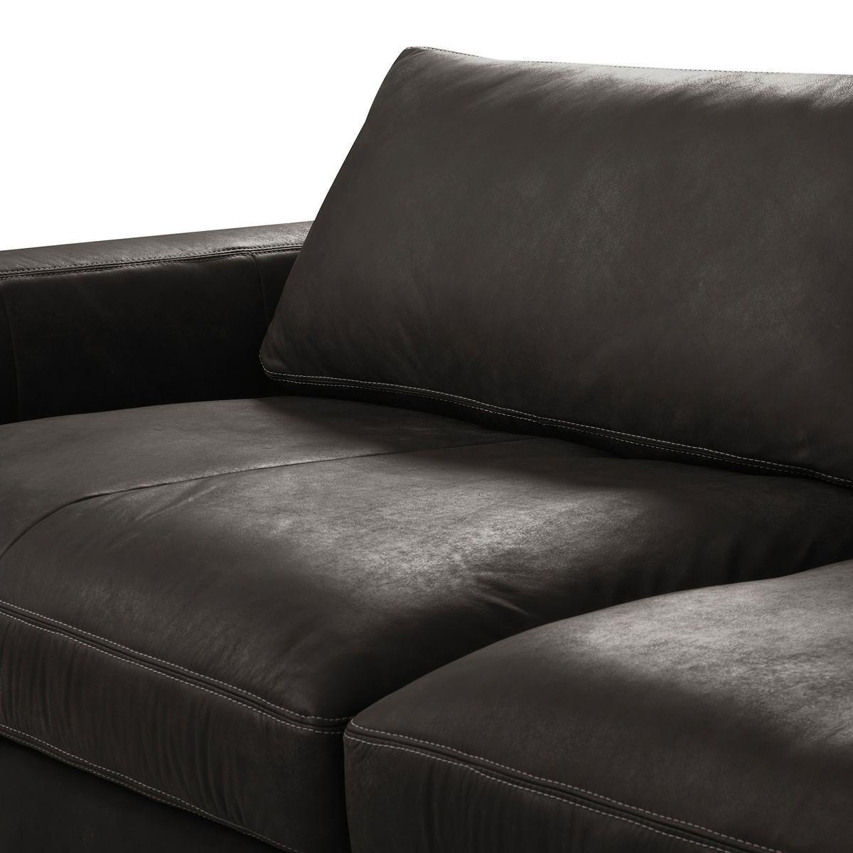 3-SITZER-SOFA  in Echtleder Dunkelgrau   - Dunkelgrau/Beige, Design, Leder/Kunststoff (300/85/123cm) - Livetastic