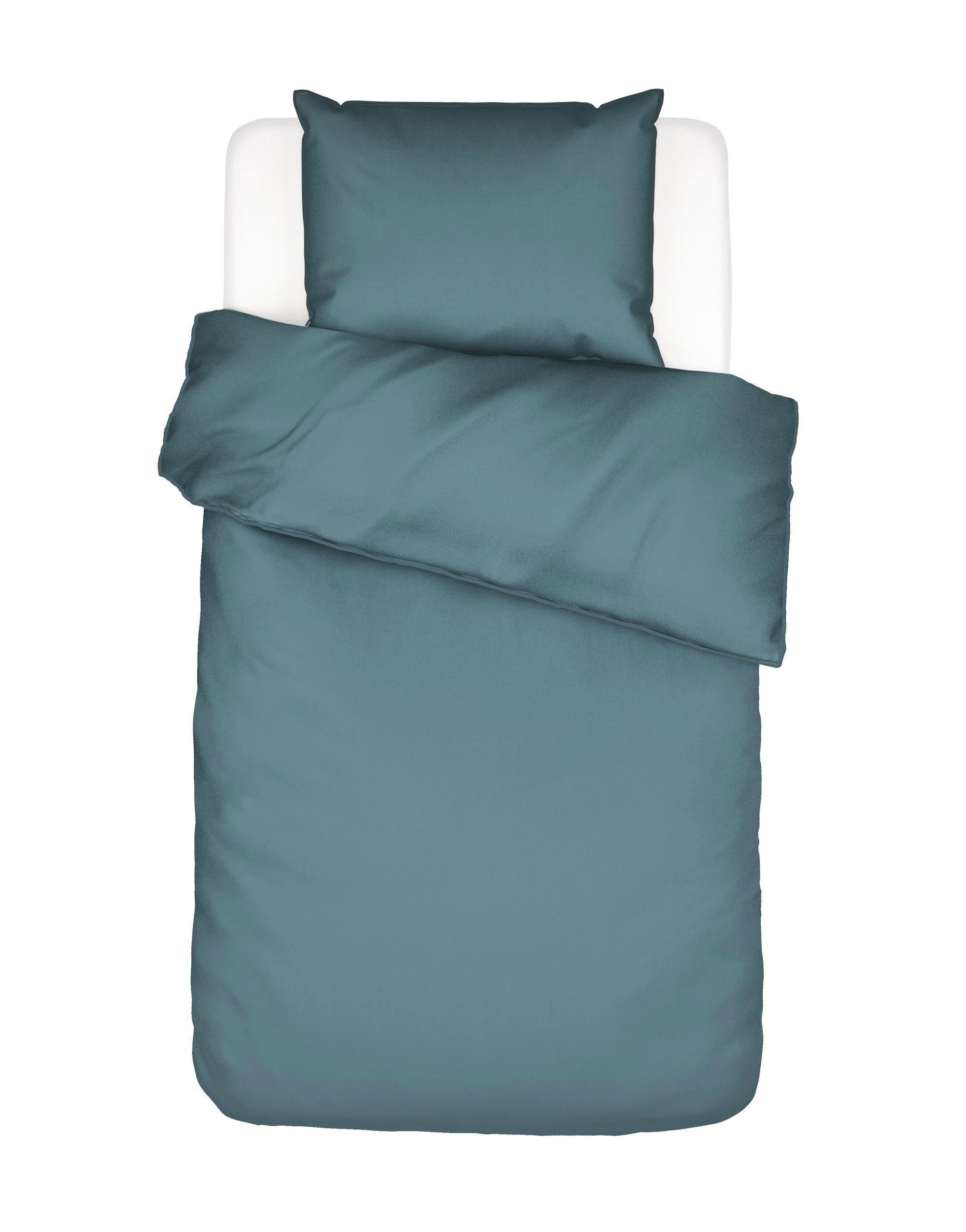 BETTWÄSCHE 2-teilig MINTE Satin 135/200 cm  - Blau, Basics, Textil (135/200cm) - Essenza