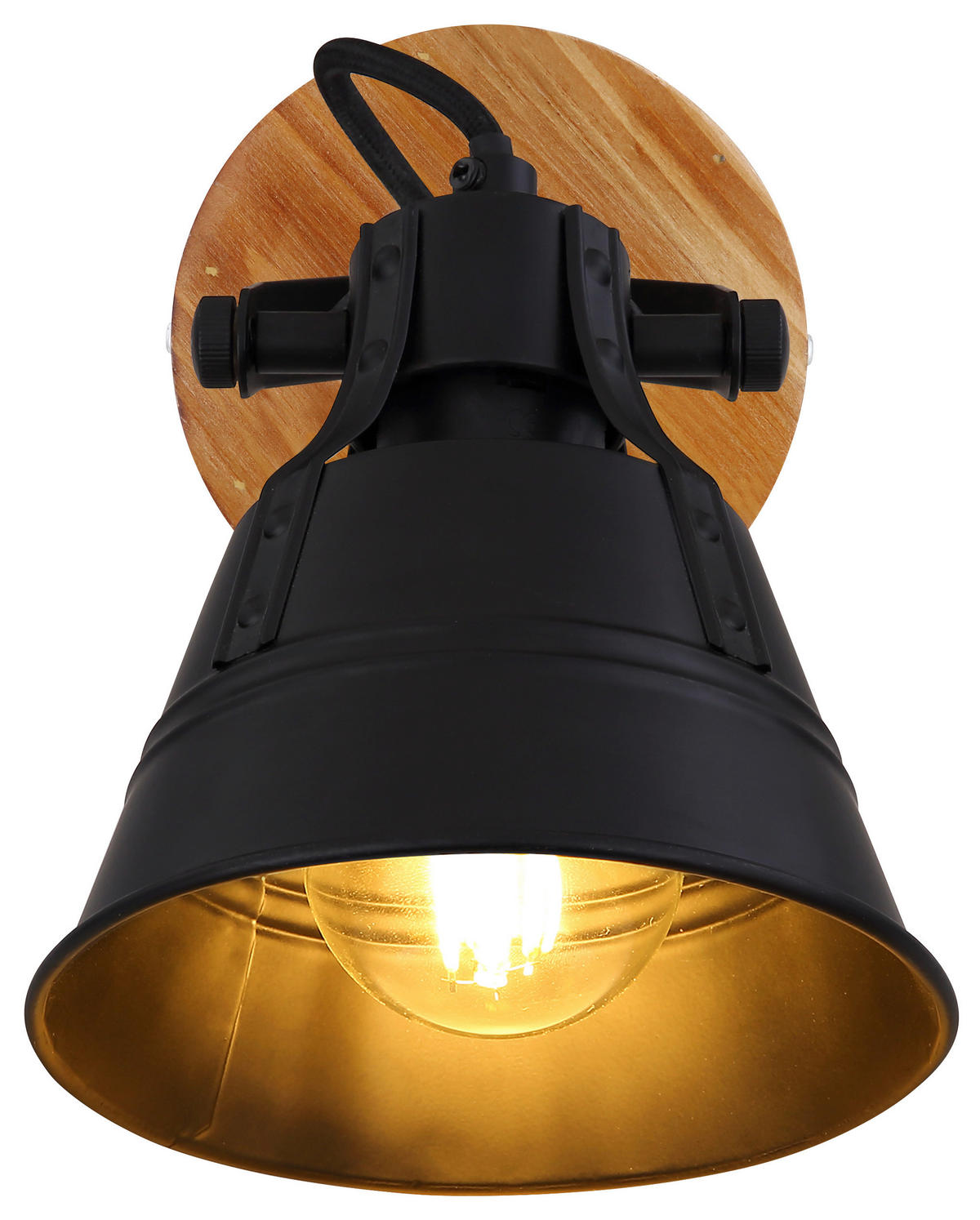 STRAHLER - Goldfarben/Schwarz, Natur, Holz/Metall (14/17/18cm) - Globo