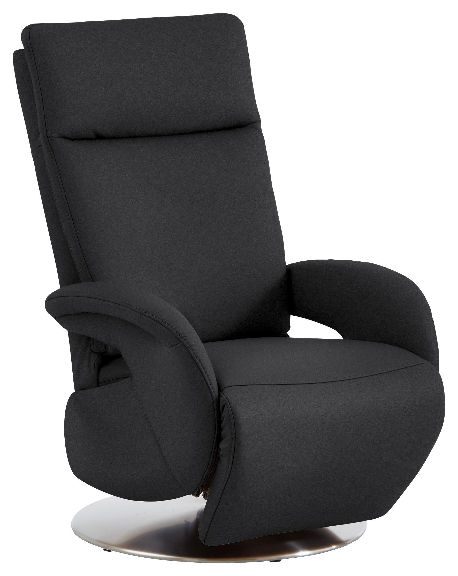 RELAXSESSEL in Leder Schwarz  - Edelstahlfarben/Schwarz, Design, Leder/Metall (70/108/80cm) - Cantus