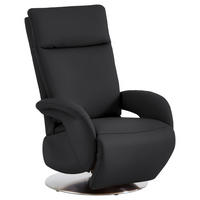 RELAXSESSEL in Leder Schwarz  - Edelstahlfarben/Schwarz, Design, Leder/Metall (70/108/80cm) - Cantus