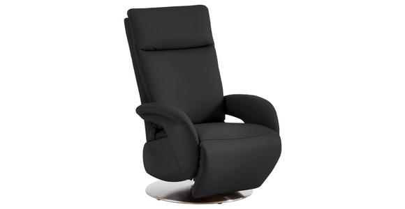 RELAXSESSEL in Leder Schwarz - Edelstahlfarben/Schwarz, Design, Leder/Metall (70/108/80cm) - Cantus