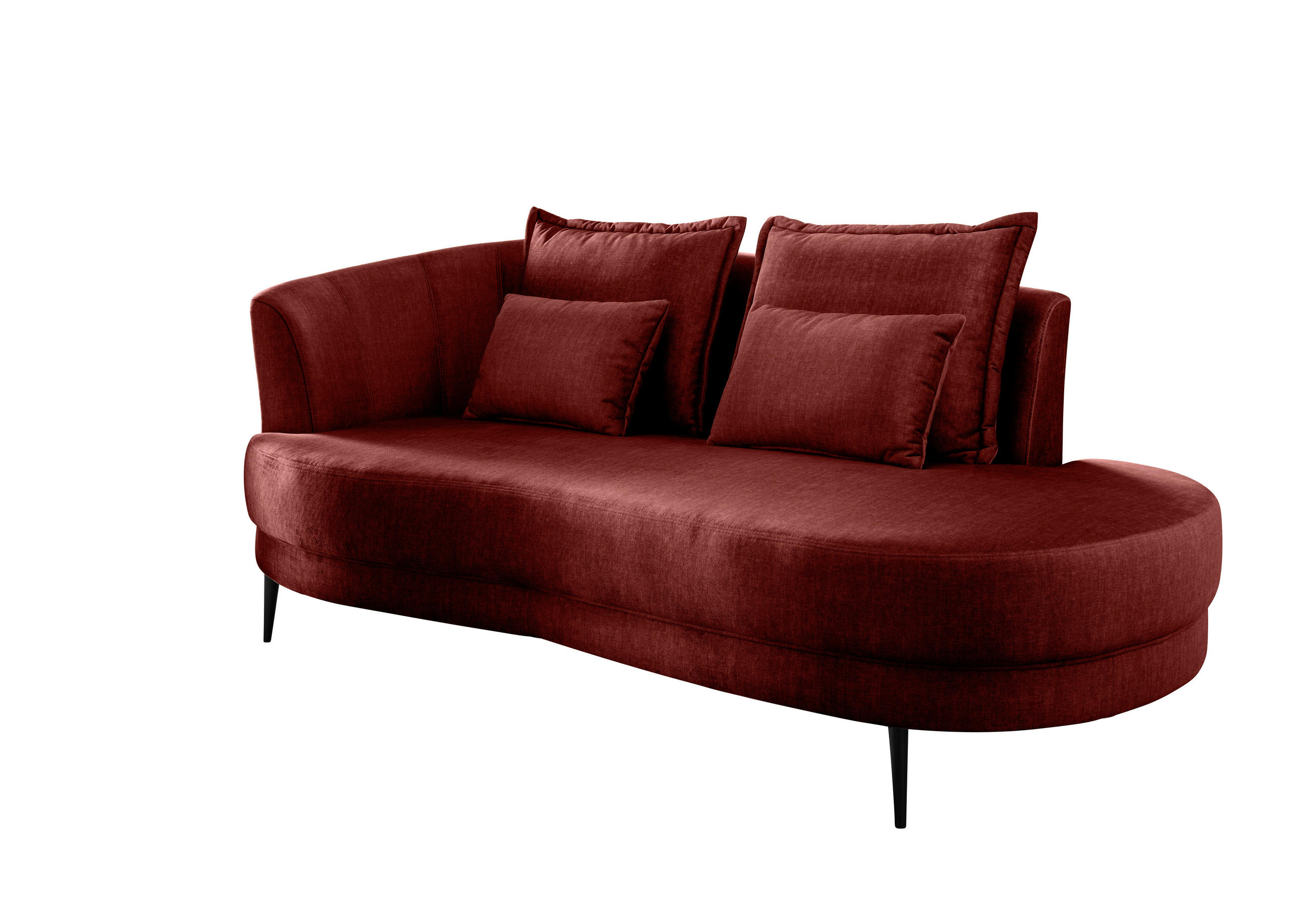 OTTOMANE Velours Koralle  - Koralle/Schwarz, MODERN, Textil/Metall (211/85/101cm) - Livetastic