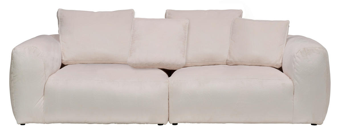 BIGSOFA  in Samt Creme  - Creme/Schwarz, MODERN, Kunststoff/Textil (260/70/122cm) - Carryhome