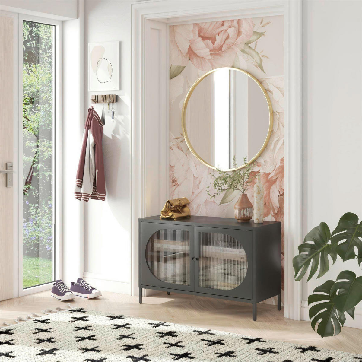 KOMMODE Luna  in 100/64/40 cm  - Schwarz, Design, Glas/Metall (100/64/40cm) - MID.YOU