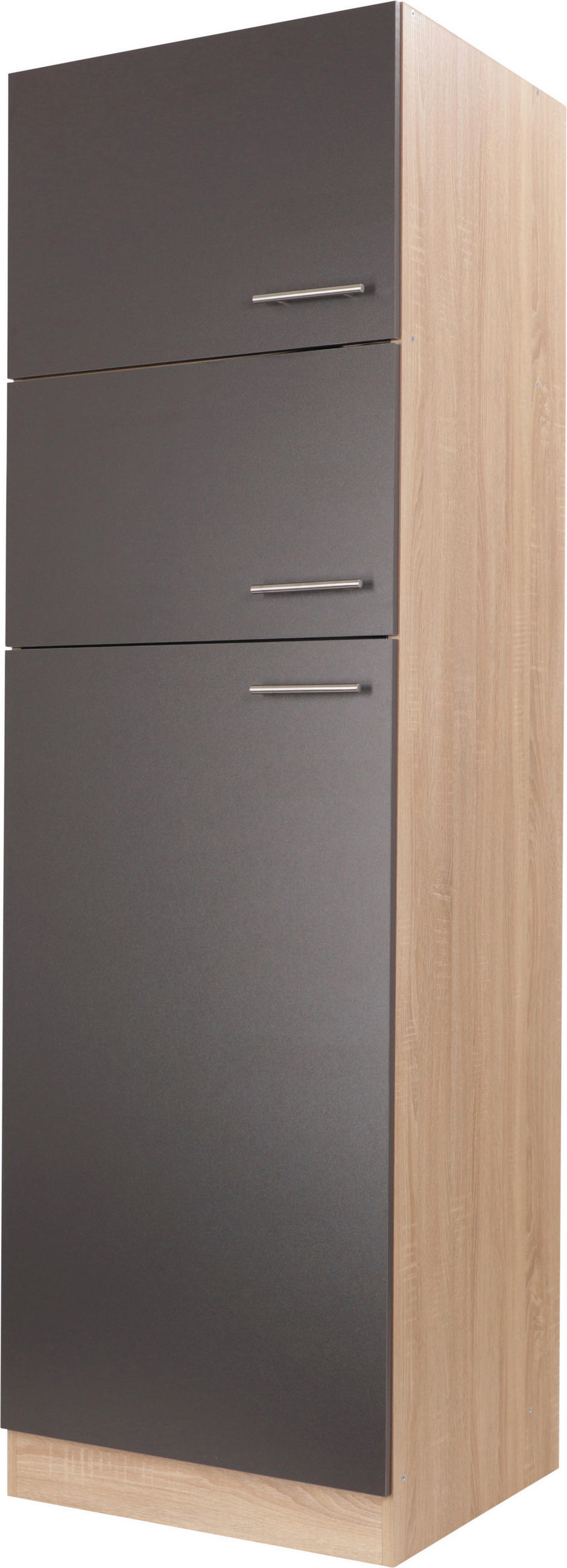 GERÄTEUMBAUSCHRANK 60/200/60 cm  in Grau, Eichefarben  - Eichefarben/Silberfarben, Basics, Holzwerkstoff/Metall (60/200/60cm) - Respekta