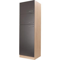 GERÄTEUMBAUSCHRANK 60/200/60 cm  in Grau, Eichefarben  - Eichefarben/Silberfarben, Basics, Holzwerkstoff/Metall (60/200/60cm) - Respekta