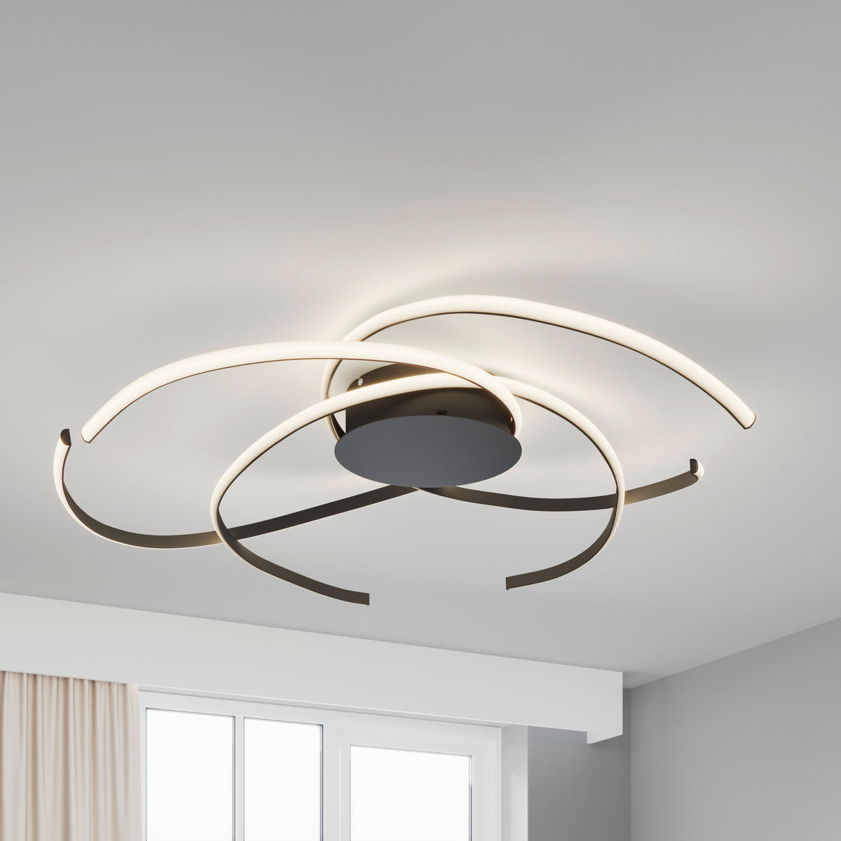 LED-DECKENLEUCHTE Norwich 98/25 cm   - Schwarz, Design, Kunststoff/Metall (98/25cm) - Novel