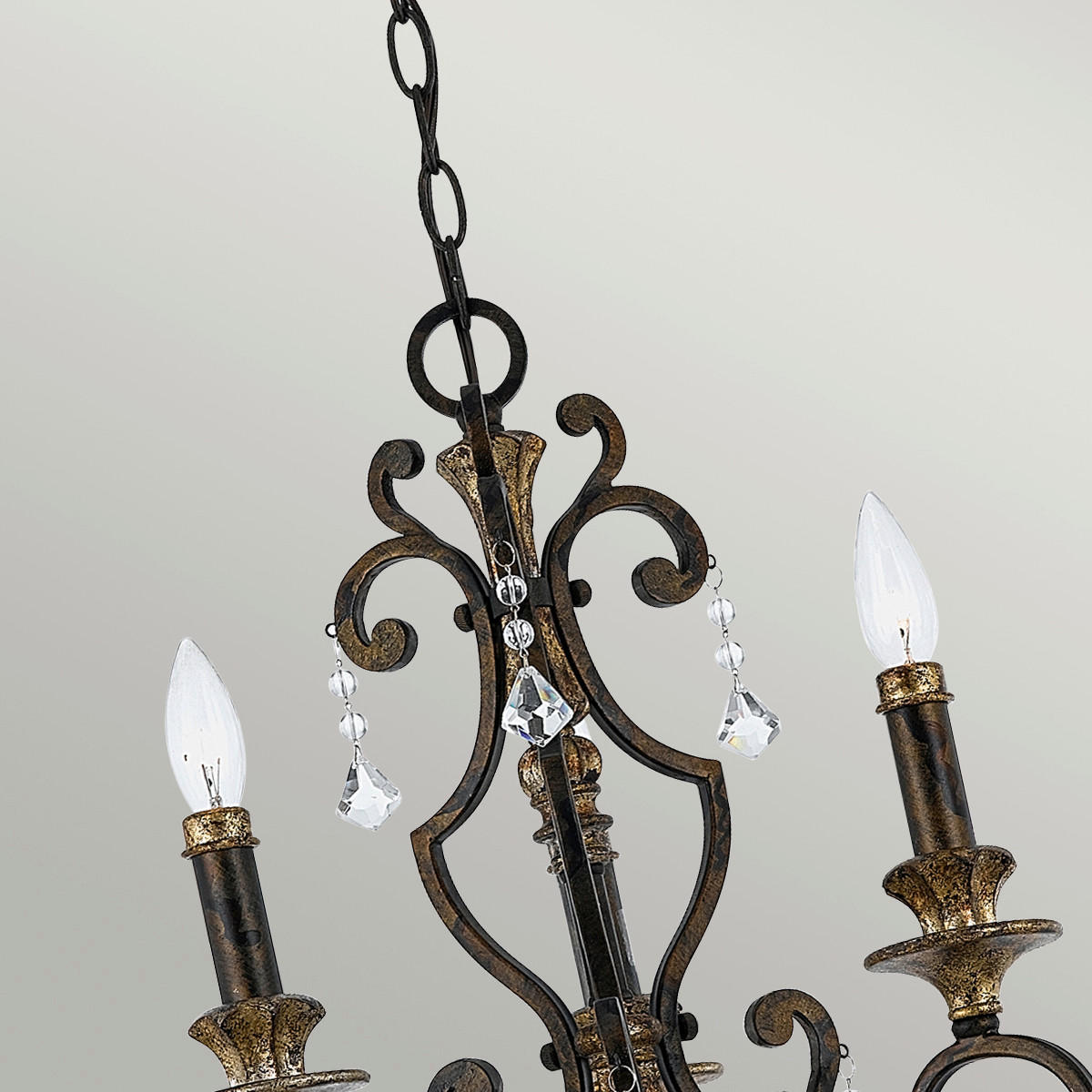 KRONLEUCHTER 45.7/70  cm    - Bronzefarben, Konventionell, Glas/Metall (45.7/70 cm) - Elstead Lighting