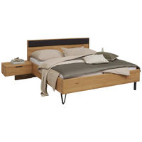 BETTANLAGE - Wildeiche/Schwarz, Design, Holz/Textil (180/200cm) - Valnatura