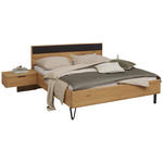 BETTANLAGE - Wildeiche/Schwarz, Design, Holz/Textil (180/200cm) - Valnatura