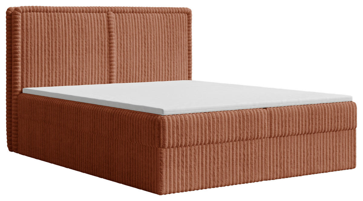 BOXBETT 140/200 cm,  in Terracotta, Bettkasten, Topper, H2 + H3 = mittel + fest  - Terracotta/Schwarz, MODERN, Holz/Kunststoff (140/200cm) - MID.YOU