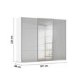 SCHWEBETÜRENSCHRANK 301/223/68 cm 3-türig Grau, Weiß  - Alufarben/Weiß, KONVENTIONELL, Glas/Holzwerkstoff (301/223/68cm) - Novel