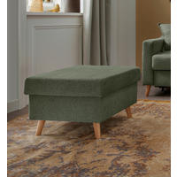 HOCKER in Textil Dunkelgrün  - Dunkelgrün/Naturfarben, Design, Holz/Textil (61/43/61cm) - P & B