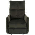 RELAXSESSEL Samt Relaxfunktion, Rücken echt    - Schwarz/Grün, Design, Textil/Metall (76/109/87cm) - Carryhome