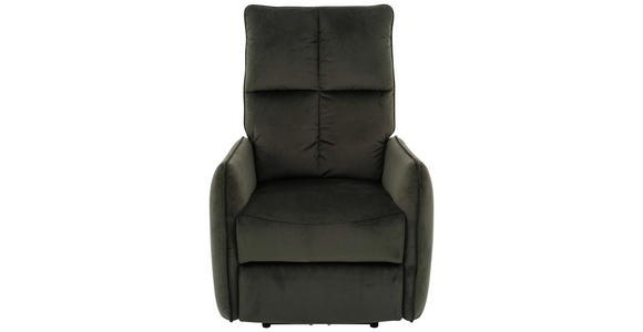 RELAXSESSEL Samt Relaxfunktion, Rücken echt    - Schwarz/Grün, Design, Textil/Metall (76/109/87cm) - Carryhome